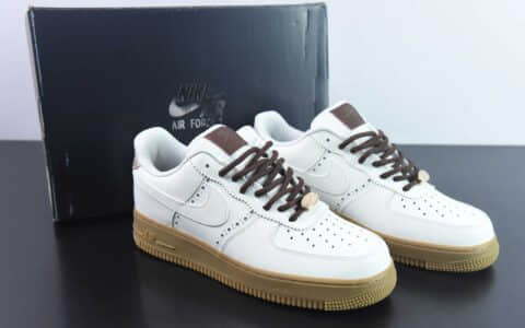 耐克Nike Air Force 1白浅棕空军一号低帮休闲板鞋纯原版本 货号：FV3700-112