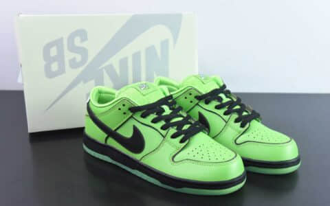 耐克Nike The Powerpuff Girls x NK SB Dunk Low飞天小女警联名绿色毛毛SB低帮休闲滑板鞋纯原版本 货号：FZ8319-300