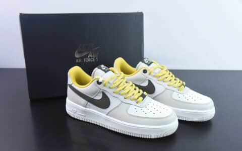 耐克Nike Air Force 1 AF1白灰棕黄空军一号低帮休闲板鞋纯原版本 货号：FV3628-031