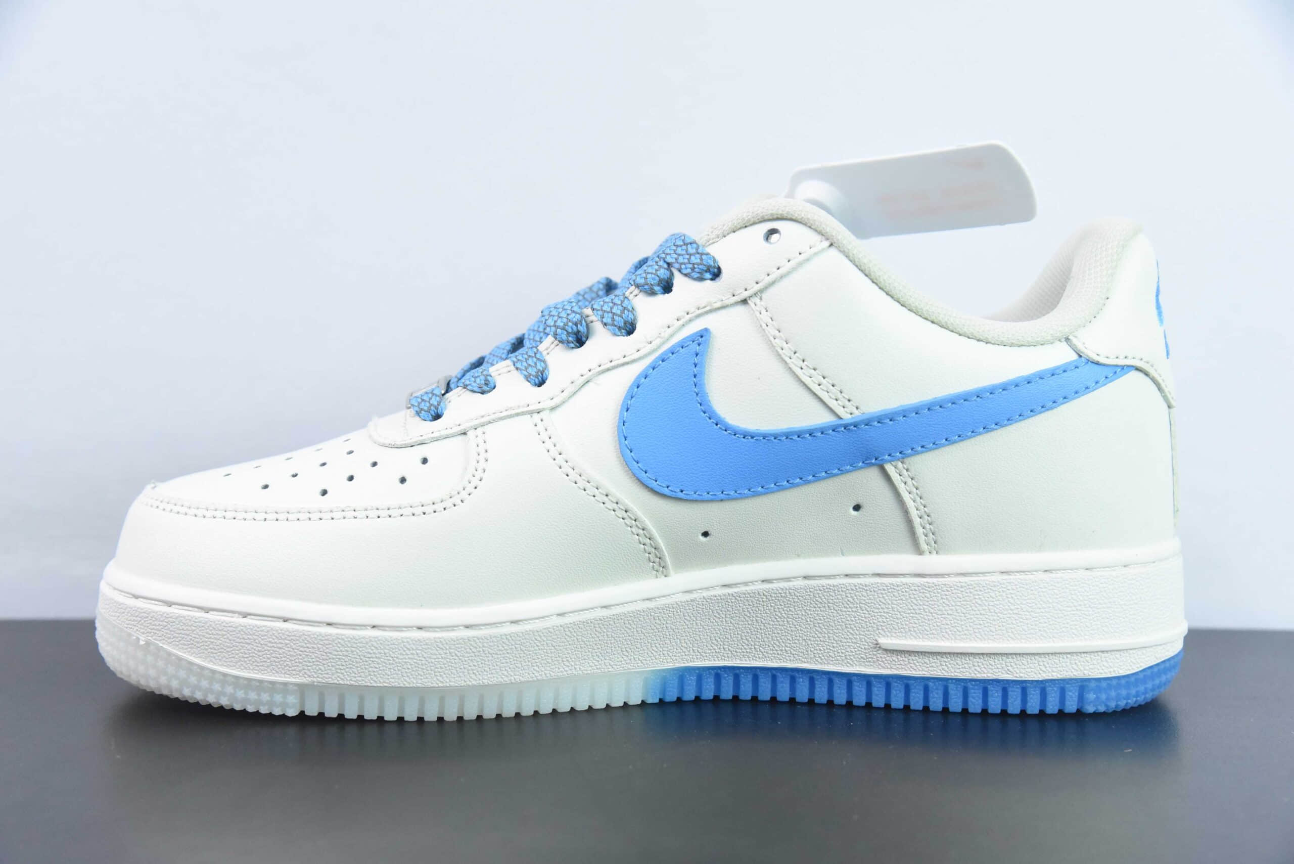 耐克Nike Air Force 1 AF1 白蓝 LV印花空军一号低帮休闲板鞋纯原版本 货号：BS9055-7020