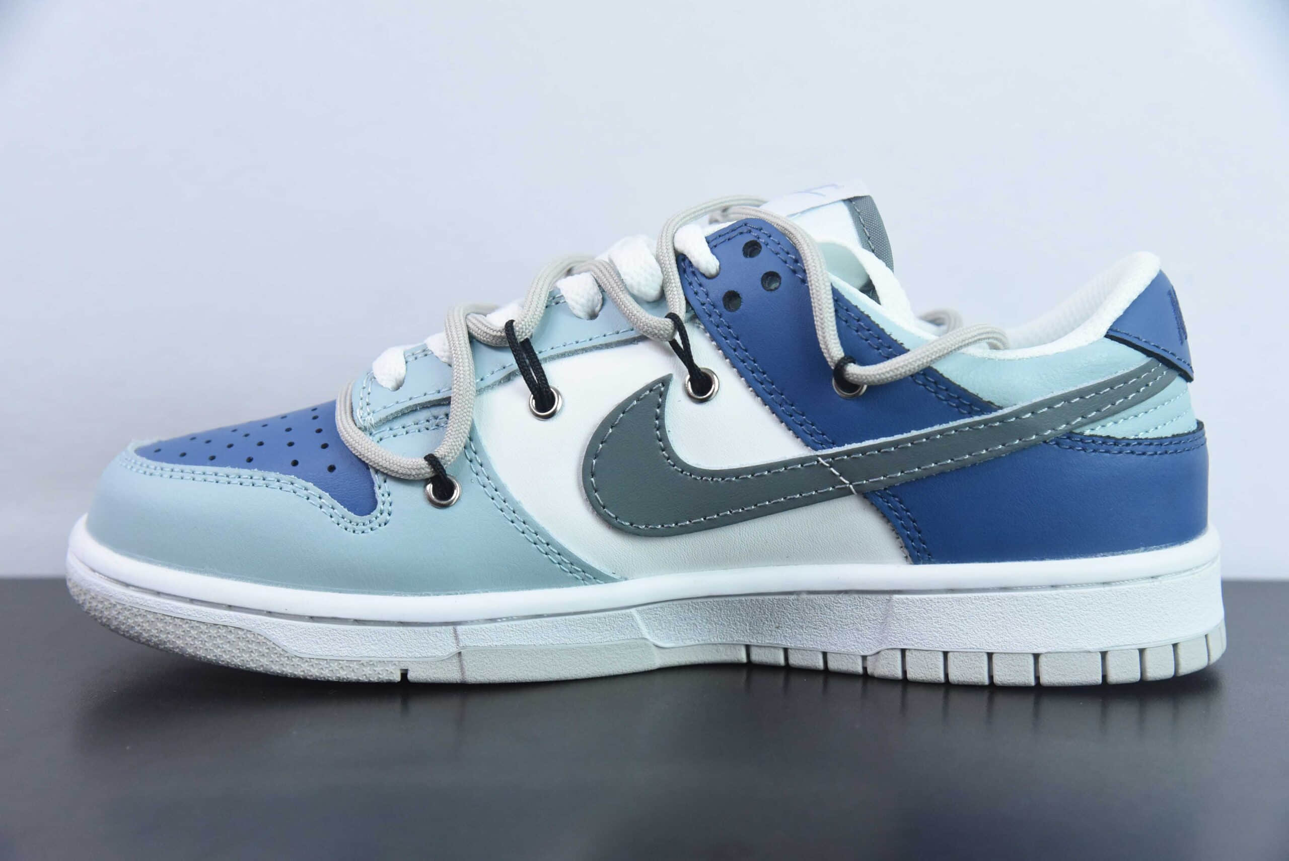 耐克Nike Dunk Low白灰蓝定制版解构绑带休闲板鞋纯原版本 货号：DV0831-101