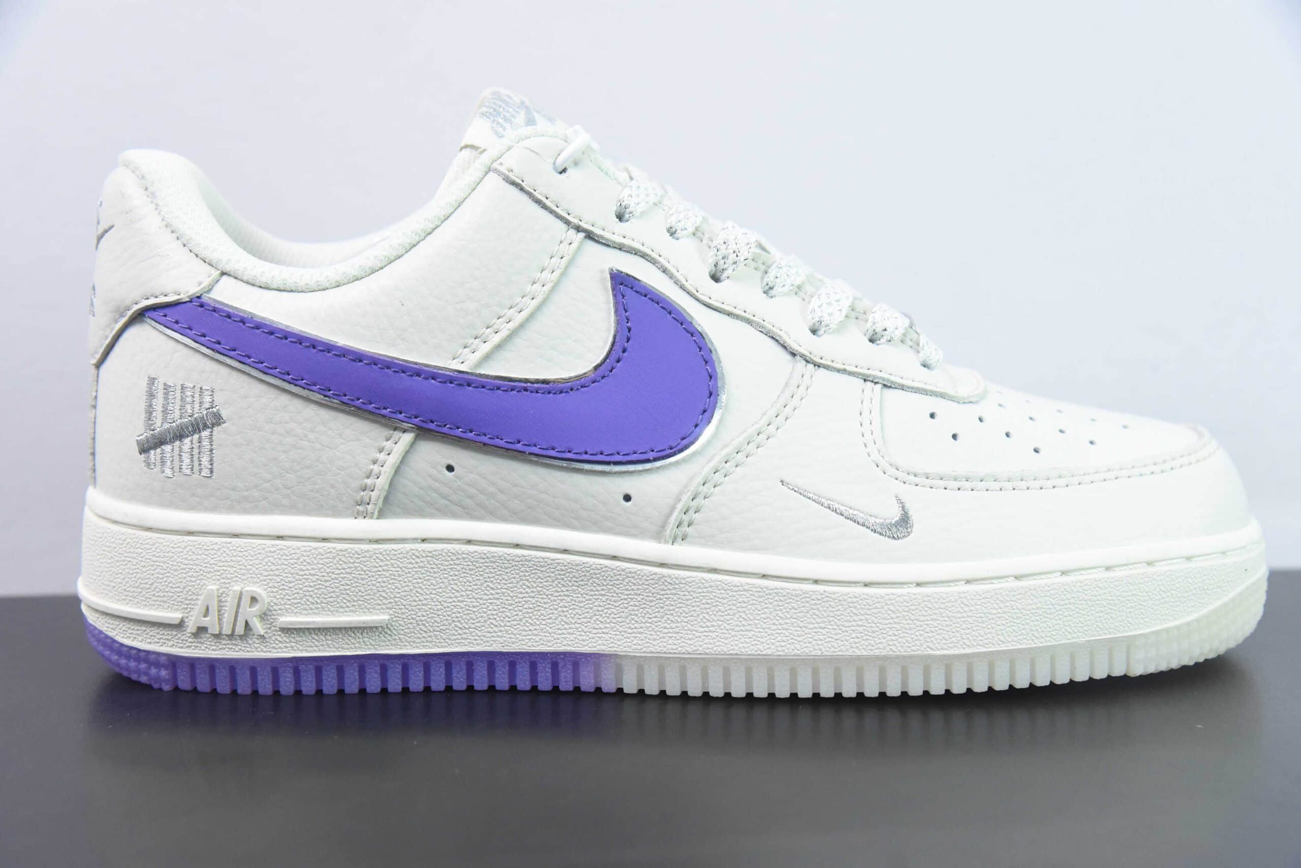 耐克Nike Air Force 1 '07 Low UN联名米白紫小勾空军一号低帮休闲板鞋纯原版本 货号： BS9055-733