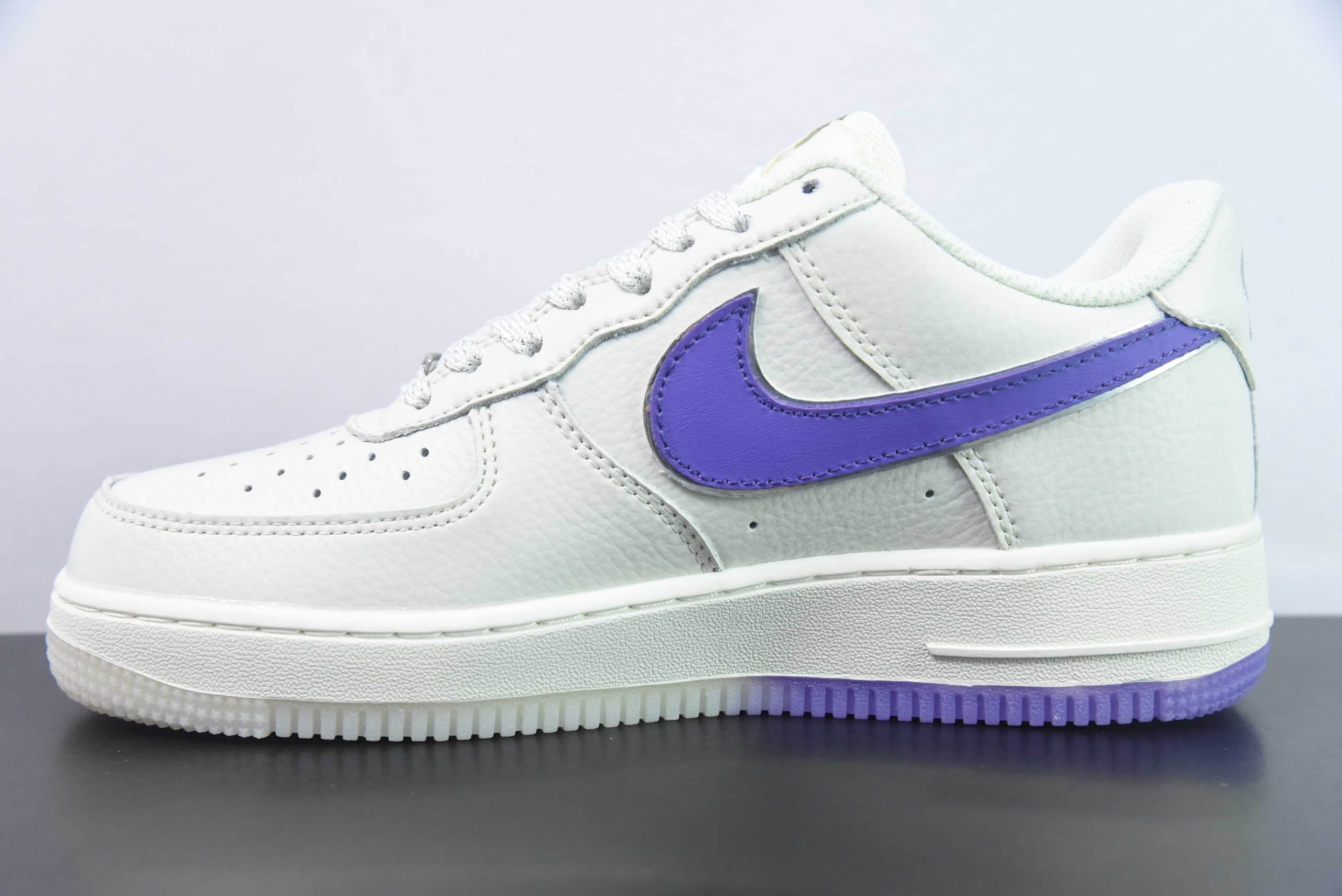 耐克Nike Air Force 1 '07 Low UN联名米白紫小勾空军一号低帮休闲板鞋纯原版本 货号： BS9055-733