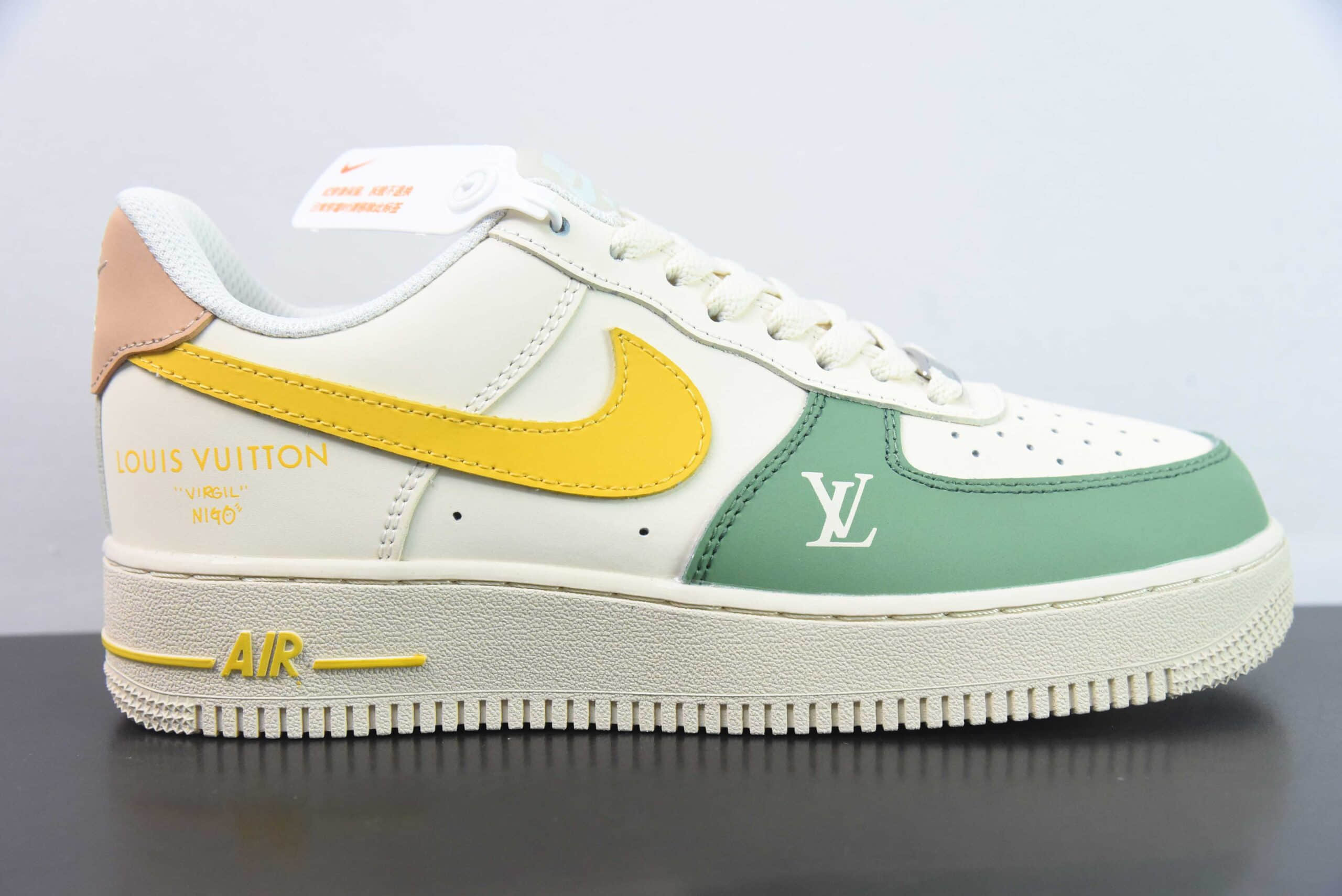 耐克NIke Air Force 1 '07 Low “LV联名米白青黄”空军一号低帮休闲板鞋纯原版本 货号：BS9055-828