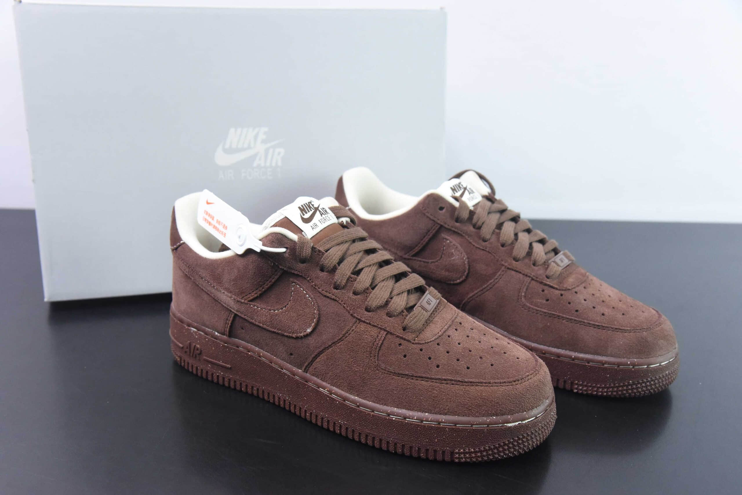 耐克Nike Air Force 1 AF1咖啡麂皮空军一号低帮休闲板鞋纯原版本 货号：FQ8901-259