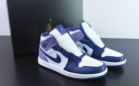 乔丹Air Jordan 1 Mid AJ1mid 白紫男子中帮运动篮球鞋纯原版本 货号：DQ8426-515