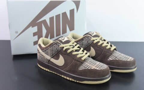 耐克Nike Dunk SB Low Tweed苏格兰格子棕色SB扣篮系列低帮休闲滑板鞋纯原版本 货号：304292-223