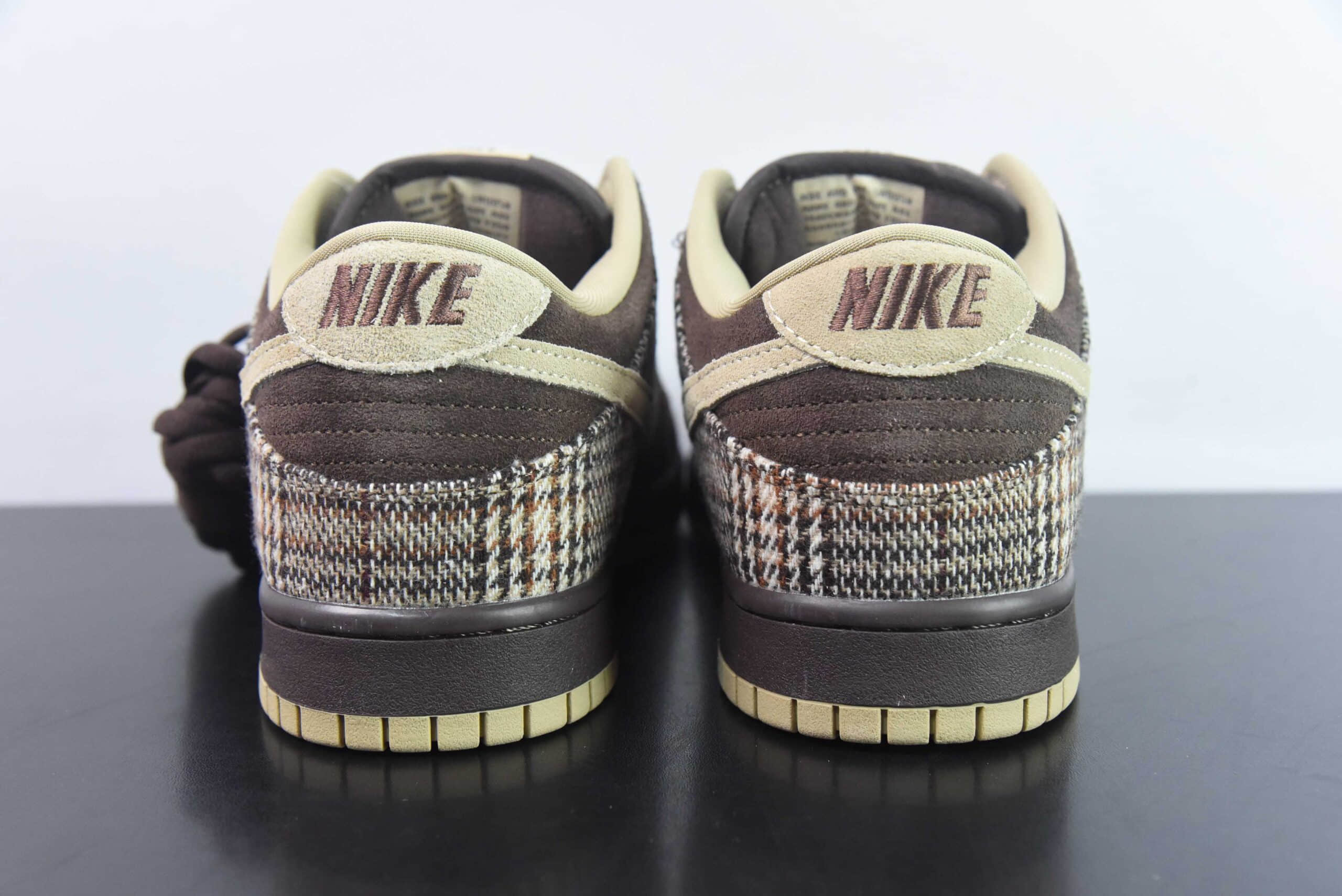 耐克Nike Dunk SB Low Tweed苏格兰格子棕色SB扣篮系列低帮休闲滑板鞋纯原版本 货号：304292-223