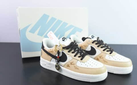 耐克Nike Air Force 1 Low 古代国风 “时来运转”涂鸦卡其黄空军一号低帮运动休闲板鞋纯原版本 货号： CW2288-006