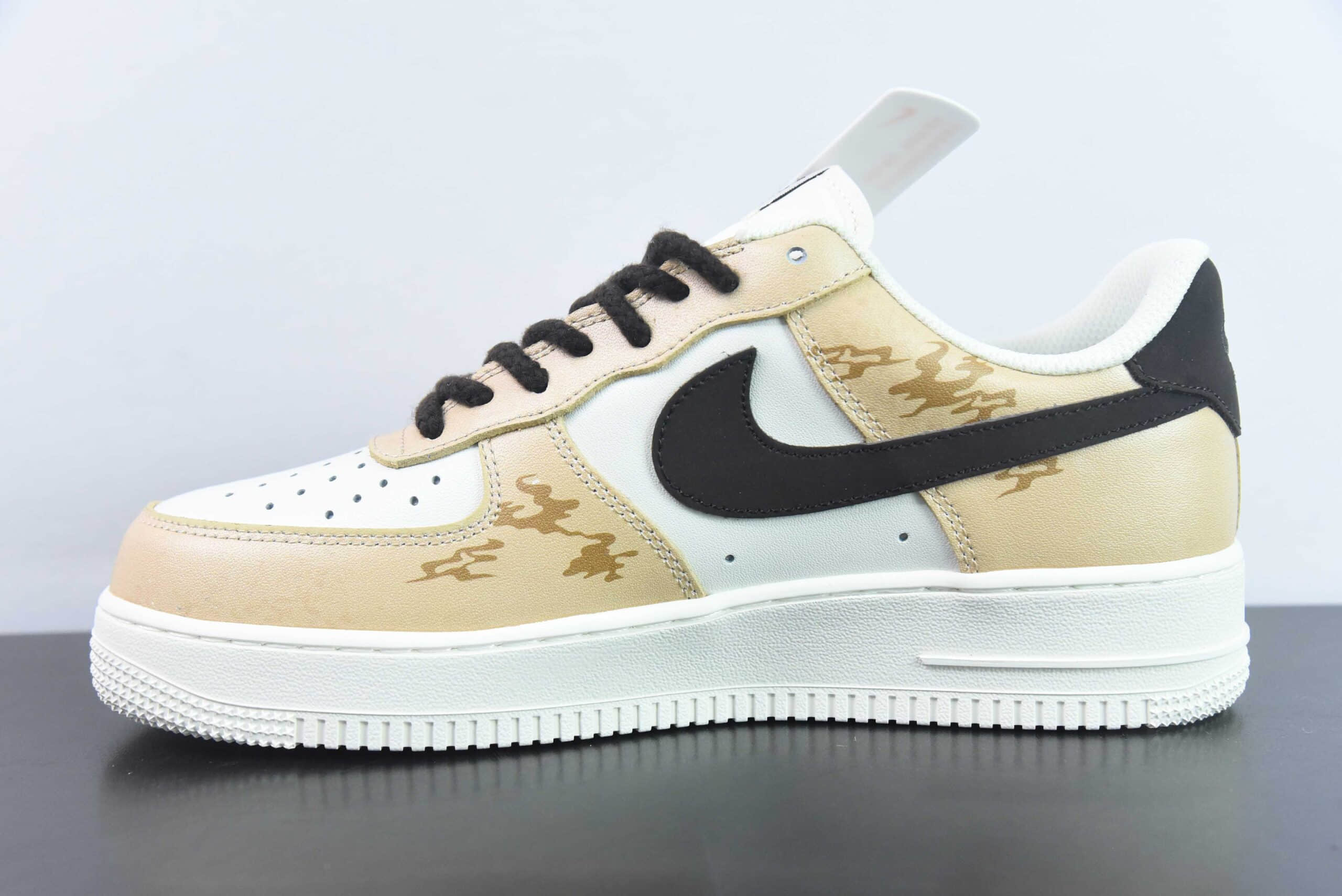 耐克Nike Air Force 1 Low 古代国风 “时来运转”涂鸦卡其黄空军一号低帮运动休闲板鞋纯原版本 货号： CW2288-006