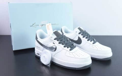 耐克Nike Air Force 1 Low 爱签名白灰空军一号低帮运动休闲板鞋纯原版本 货号：LO1718-063