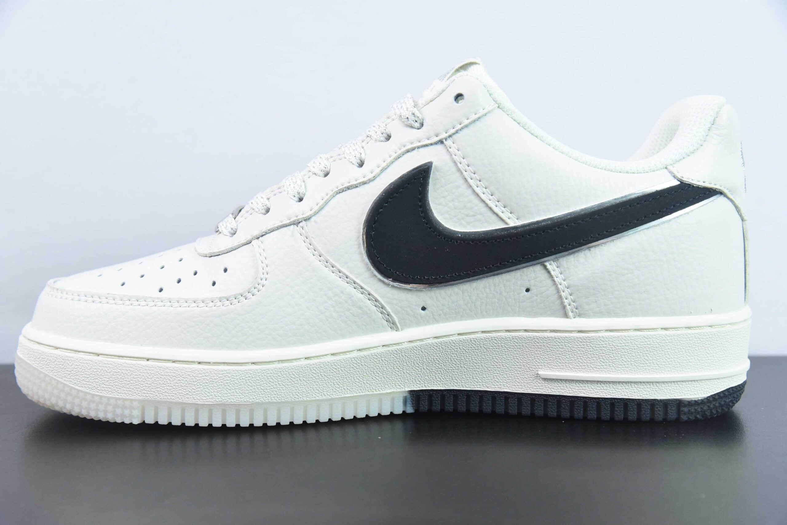 耐克Nike Air Force 1 AF1五道杠联名白黑银边刺绣空军一号低帮休闲板鞋纯原版本 货号：BS9055-737 