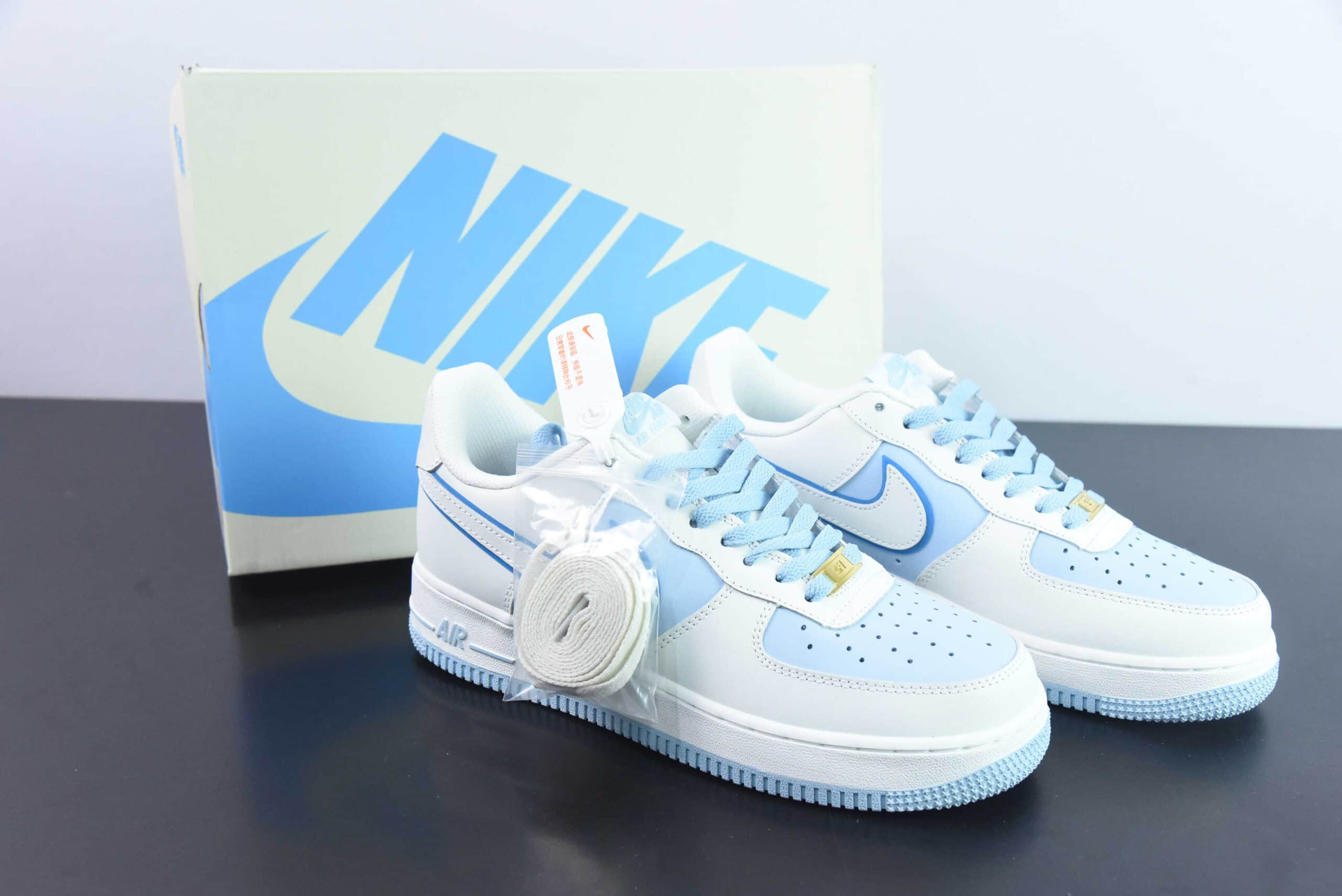 耐克Nike Air Force 1 AF1白淡蓝空军一号低帮休闲板鞋纯原版本 货号：AV0303-723