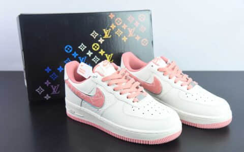 耐克Nike Air Force 1 AF1 LV联名白粉银边空军一号低帮休闲板鞋纯原版本 货号：LV0506-088