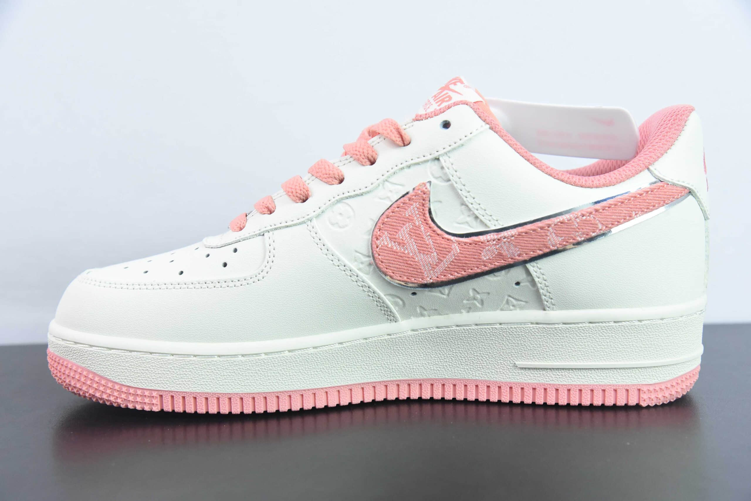 耐克Nike Air Force 1 AF1 LV联名白粉银边空军一号低帮休闲板鞋纯原版本 货号：LV0506-088 