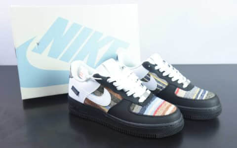 耐克Nike Air Force 1 Low 黑白拼接毛衣空军一号低帮运动休闲板鞋纯原版本 货号：CW1188-678