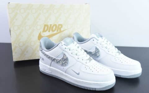 耐克Nike Air Force 1 '07 Low 迪奥联名白灰空军一号低帮休闲板鞋纯原版本 货号：DR6239-836