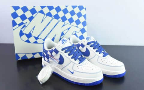 耐克Nike Air Force 1 Low 格子拼接白蓝空军一号低帮运动休闲板鞋纯原版本 货号：GZ5688-088