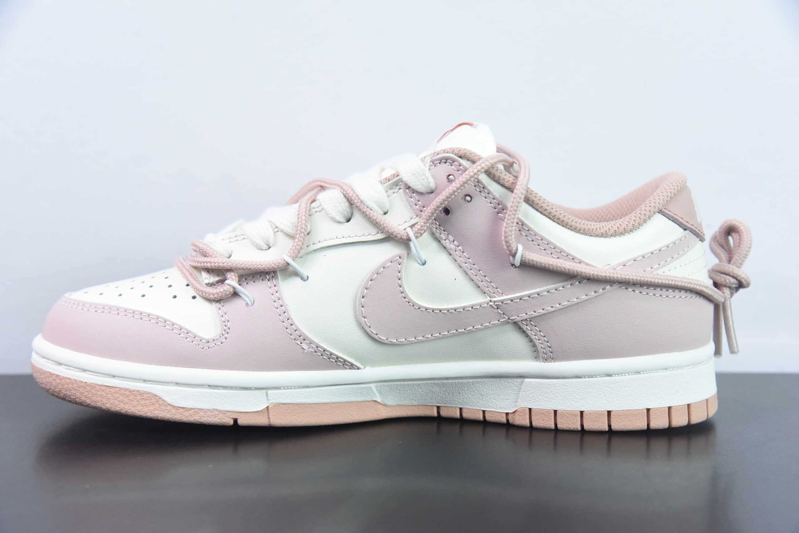 耐克Nike SB Dunk Low”PinkWhite“浅粉米白情人节绑绳SB扣篮系列低帮经典百搭休闲运动板鞋纯原版本 货号：DD1503-118 