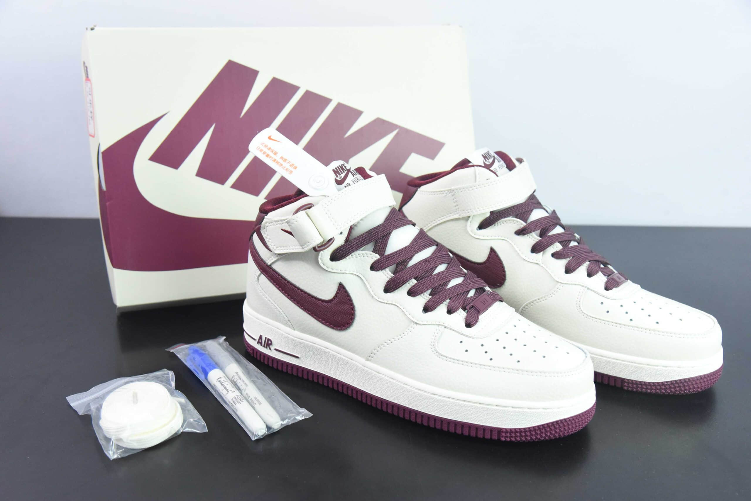 耐克Nike Air Force 1'07 Mid米酒红空军一号中邦休闲板鞋纯原版本 货号： PA0920-008