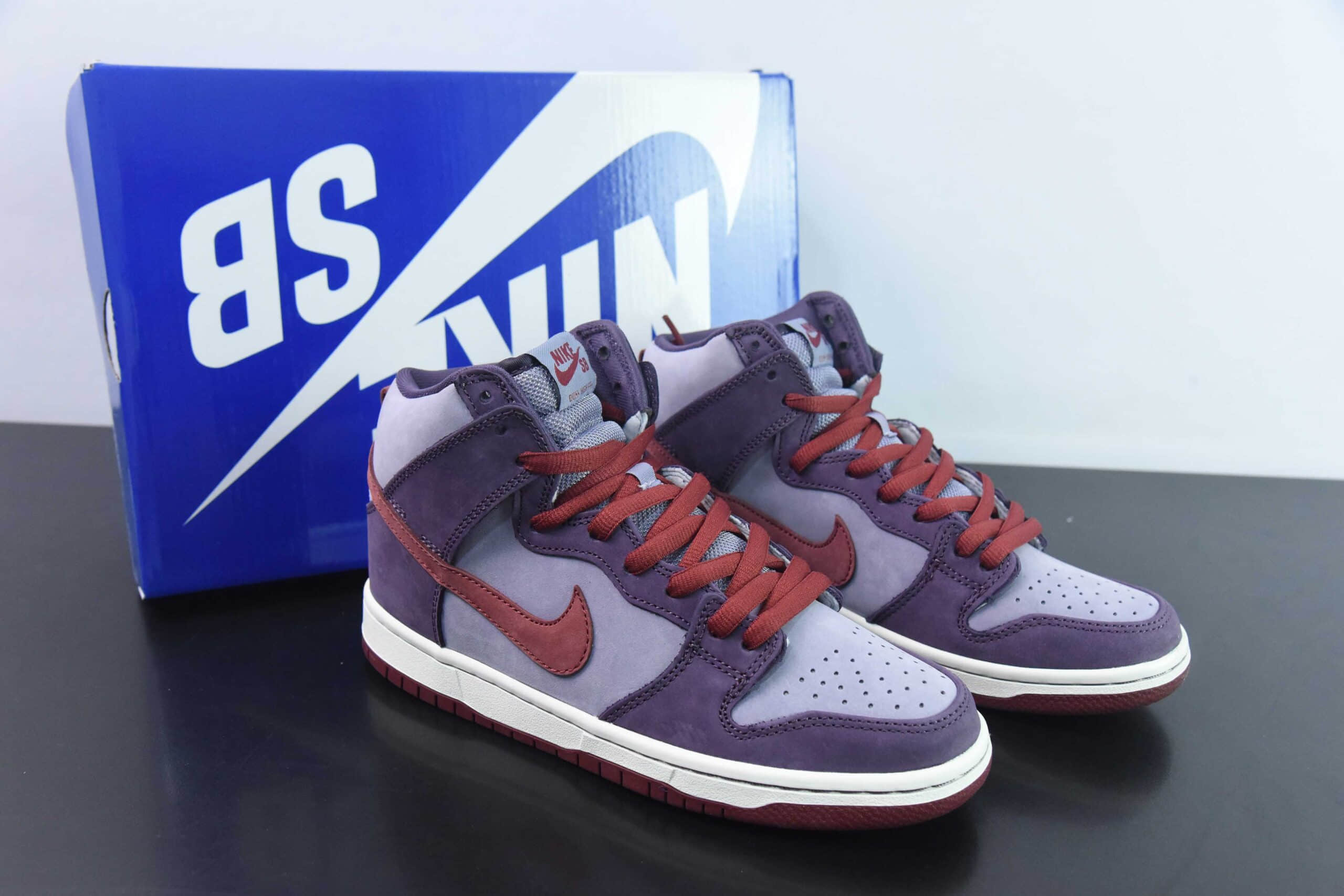 耐克Nike Dunk SB High Daybreak Plum树莓紫红SB高帮休闲滑板鞋纯原版本 货号：313171-500