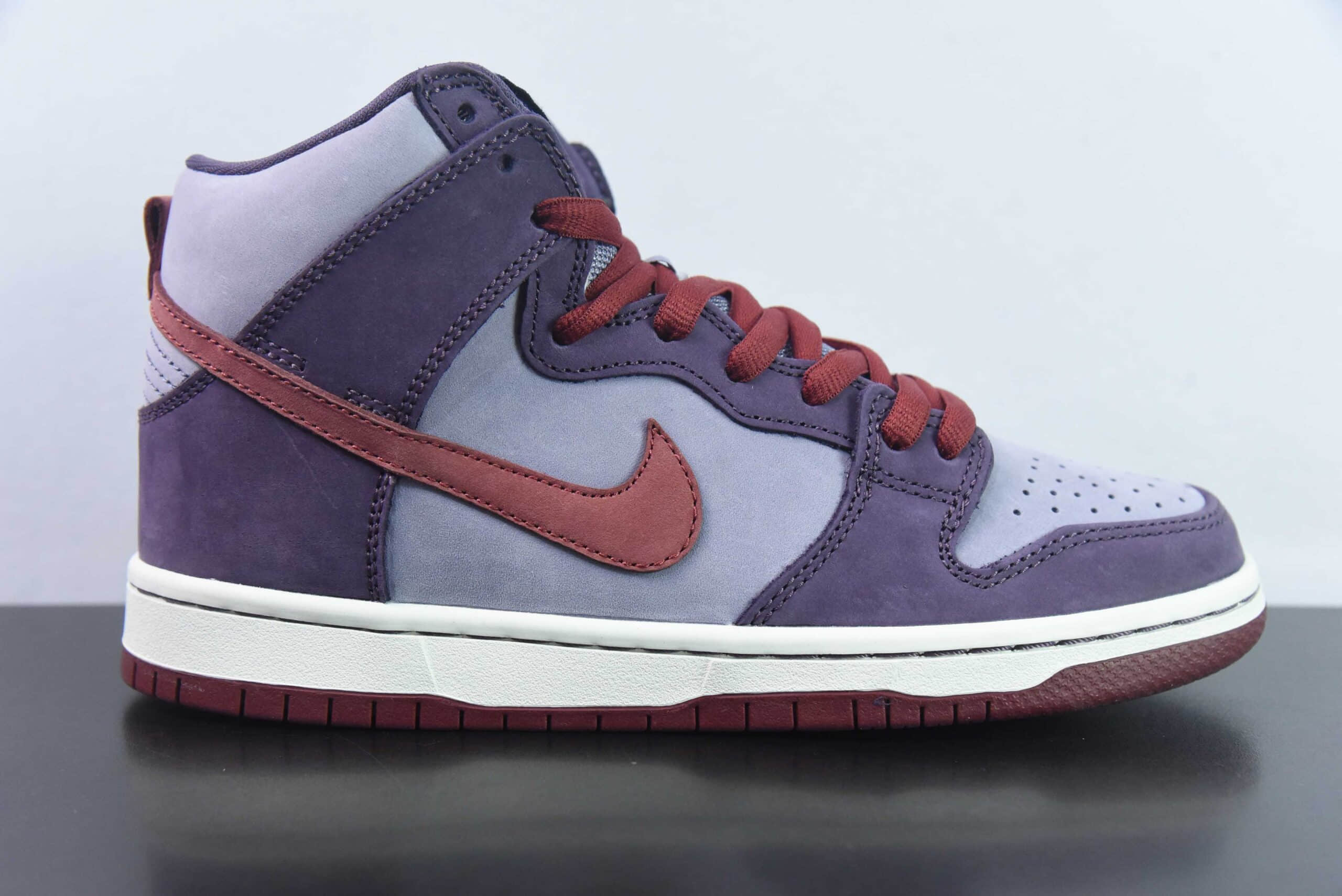 耐克Nike Dunk SB High Daybreak Plum树莓紫红SB高帮休闲滑板鞋纯原版本 货号：313171-500