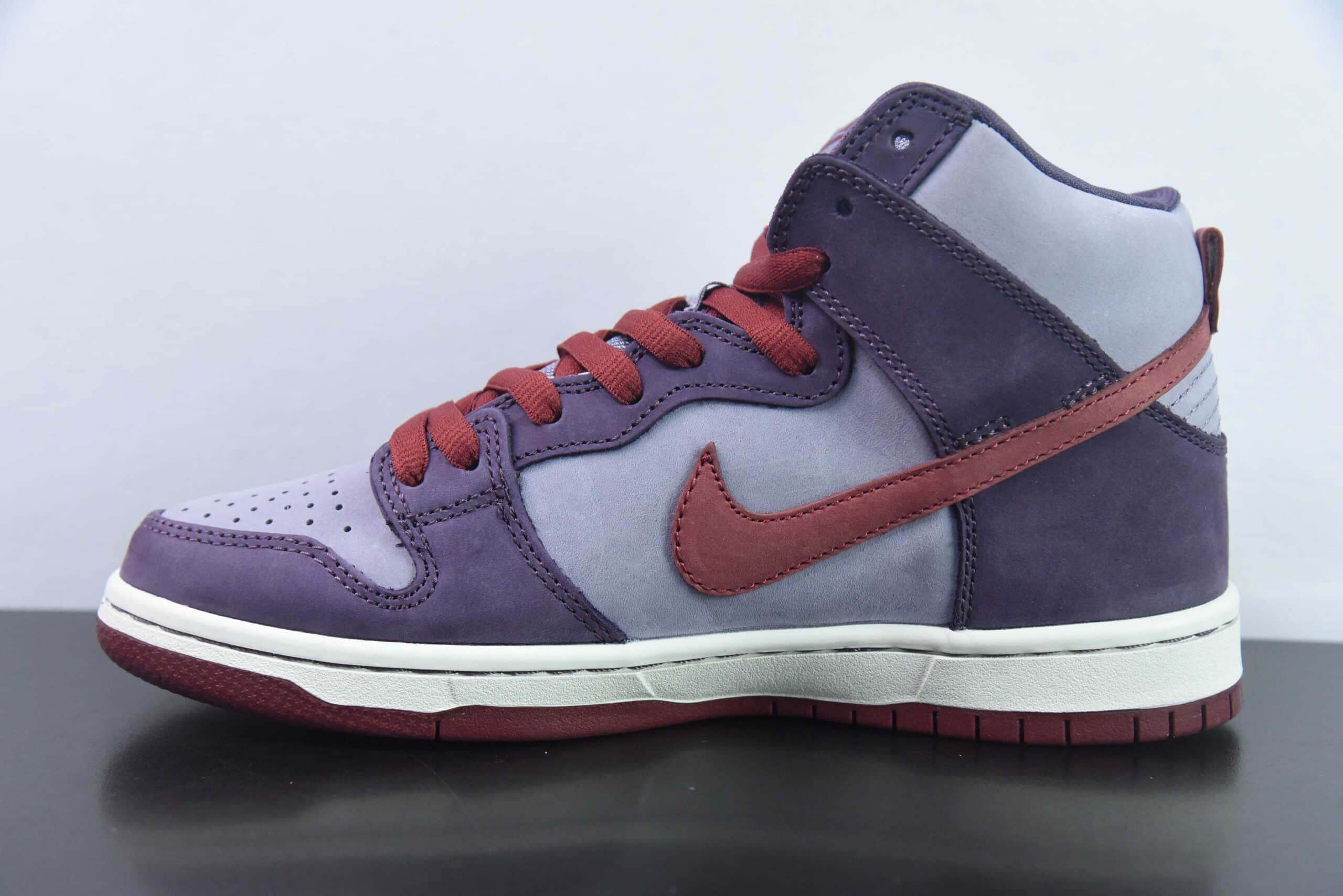 耐克Nike Dunk SB High Daybreak Plum树莓紫红SB高帮休闲滑板鞋纯原版本 货号：313171-500