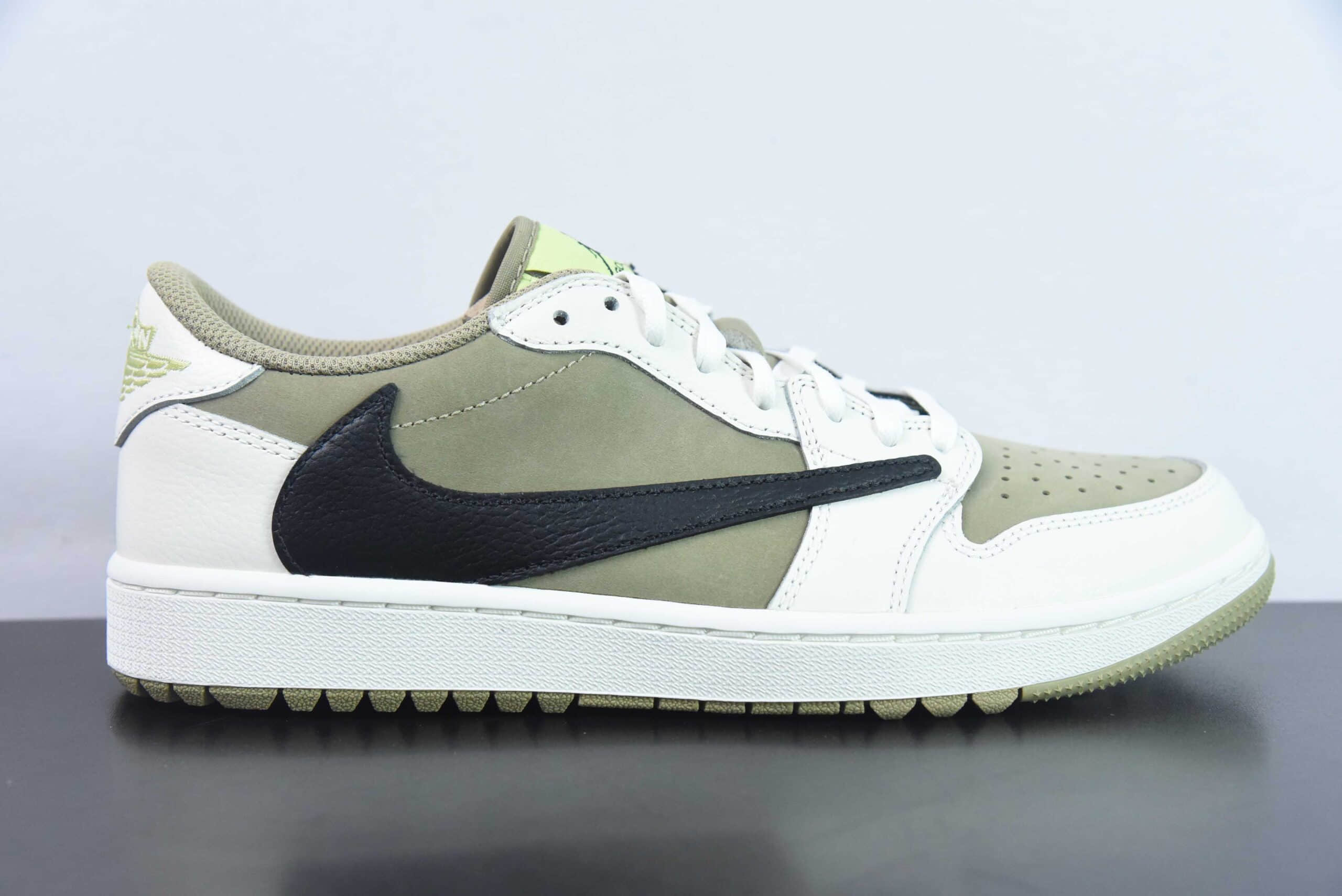 乔丹Air Jordan Travis Scott x Air Jordan AJ1 Low Golf Olive TS联名橄榄绿倒钩6.0高尔夫低帮文化篮球鞋纯原版本 货号：FZ3124-200