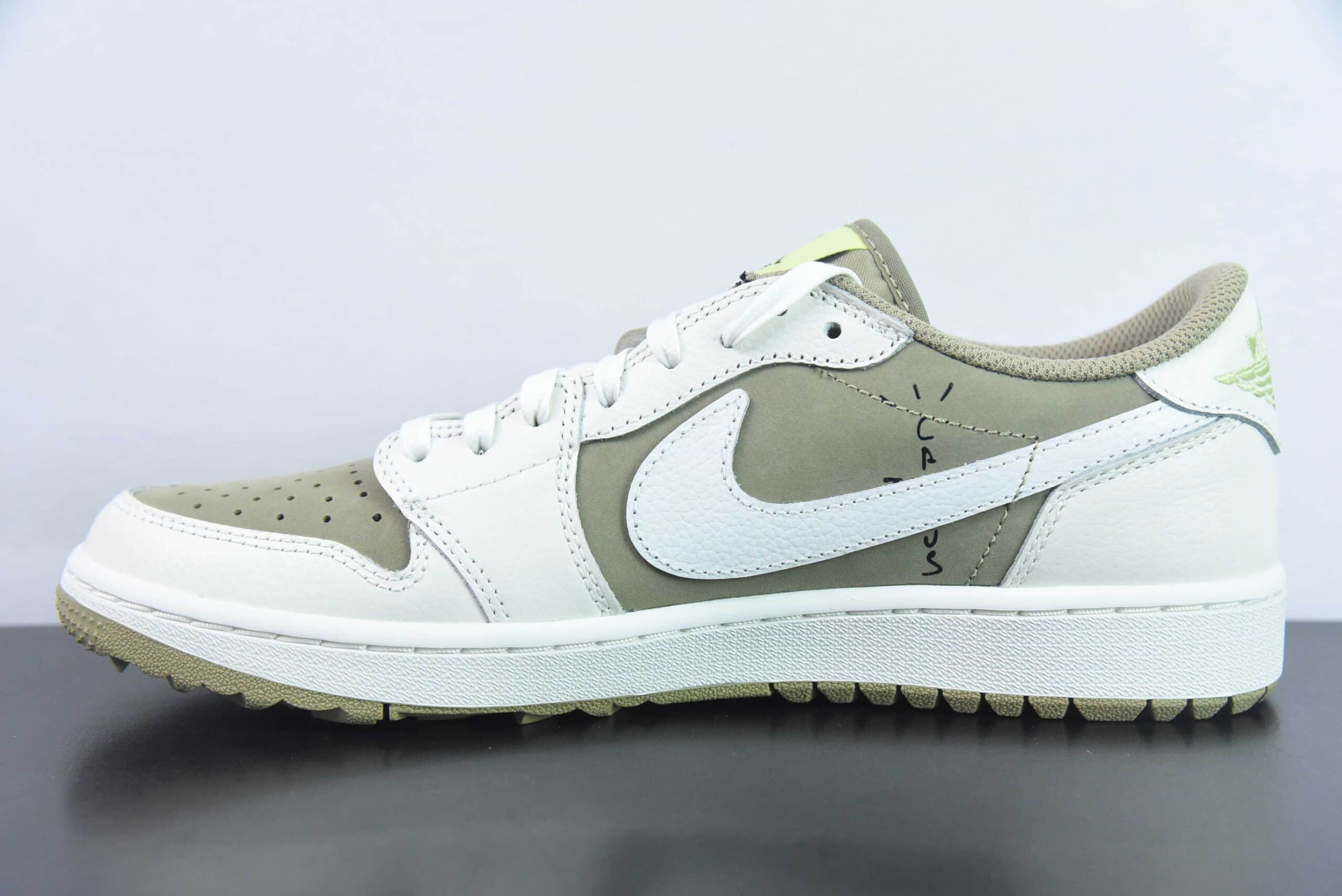 乔丹Air Jordan Travis Scott x Air Jordan AJ1 Low Golf Olive TS联名橄榄绿倒钩6.0高尔夫低帮文化篮球鞋纯原版本 货号：FZ3124-200