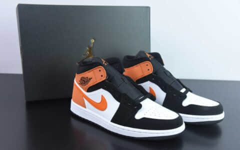 乔丹Air Jordan AJ1 Mid AJ1黑橙扣碎中帮文化篮球鞋纯原版本 货号：554724-058