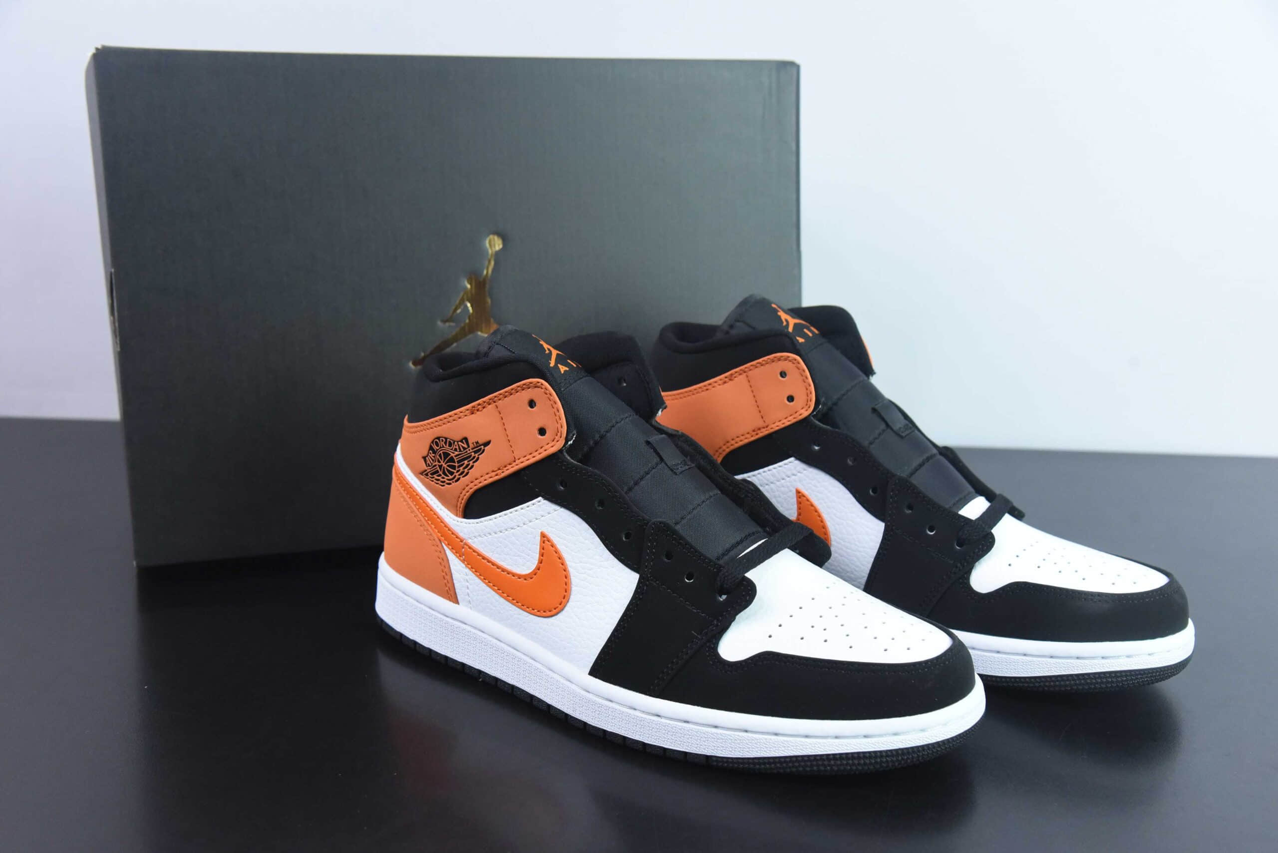 乔丹Air Jordan AJ1 Mid AJ1黑橙扣碎中帮文化篮球鞋纯原版本 货号：554724-058