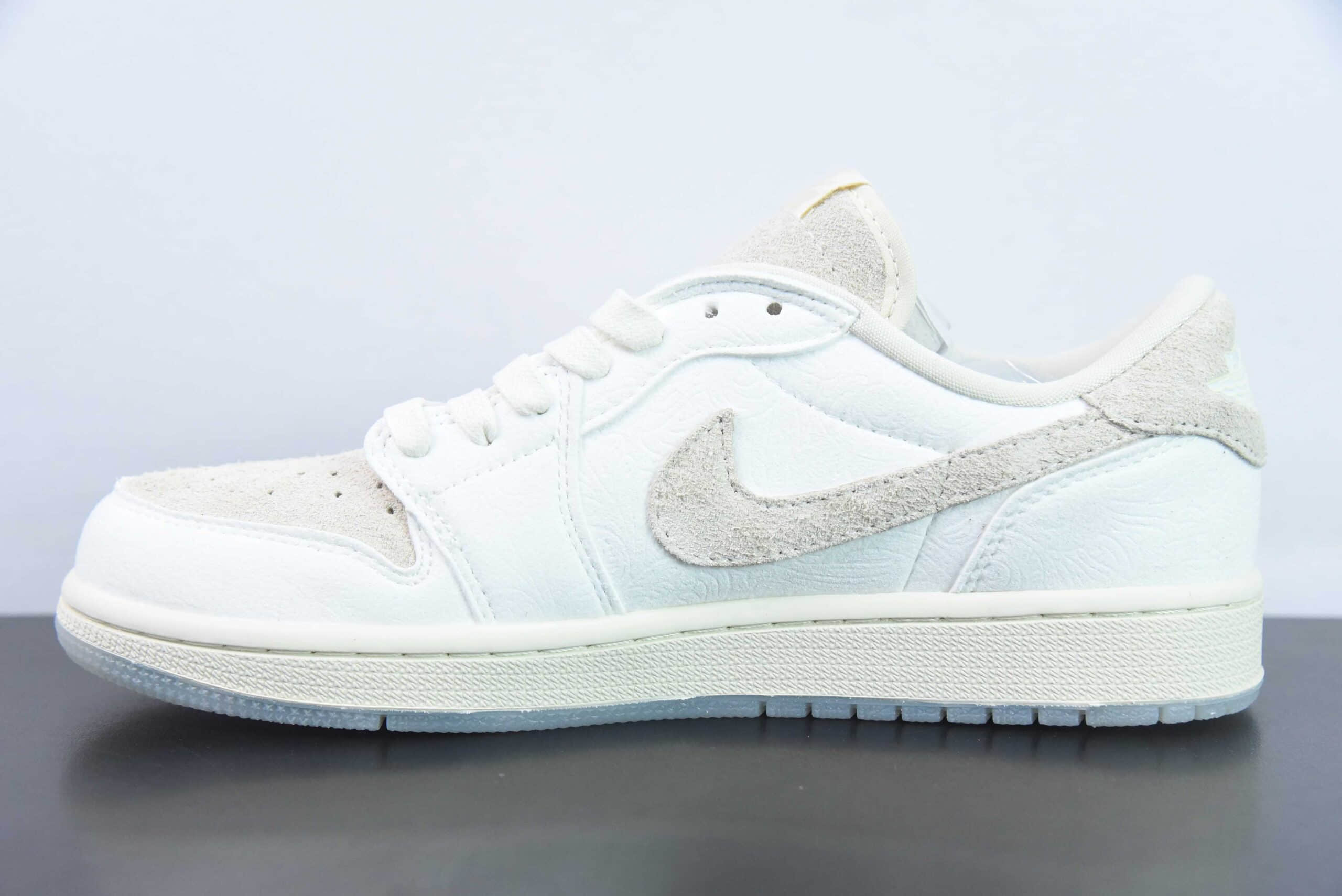 乔丹Air Jordan Chris Paul x Jordan Air Jordan 1 Low OG Light Cream and Sail克里斯保罗CP3 联名AJ1浮雕鲜花低帮复古文化篮球鞋纯原版本 货号：FZ0455-200