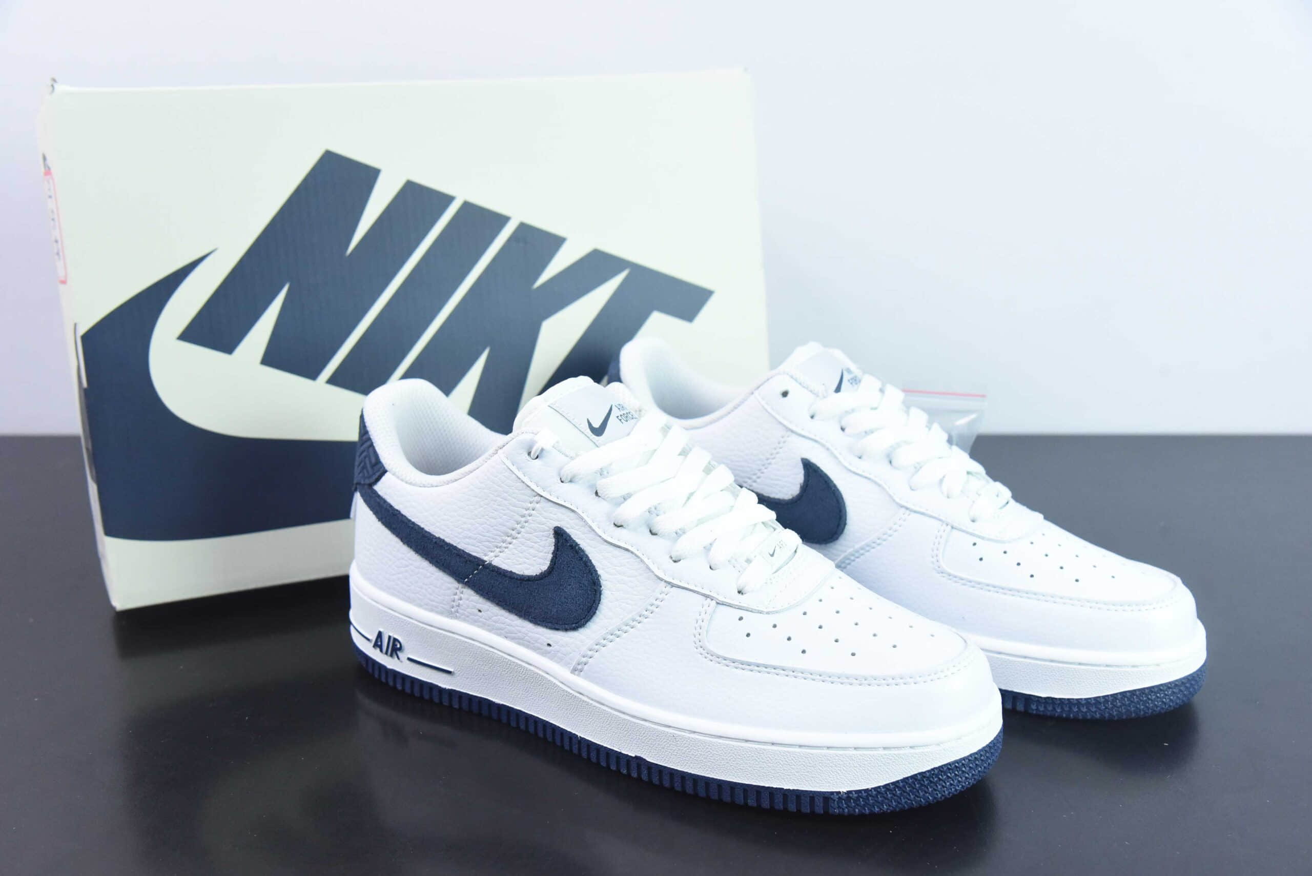 耐克Nike Air Force 1 LowWhiteNavy皮革白藏蓝翻毛钩子空军一号经典低帮百搭休闲运动板鞋纯原版本 货号：CN2873-107 