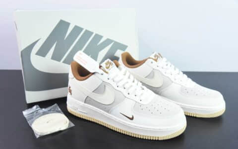 耐克Nike Air Force 1 AF1米白灰白兔年刺绣空军一号低帮休闲板鞋纯原版本 货号：AE3398-668