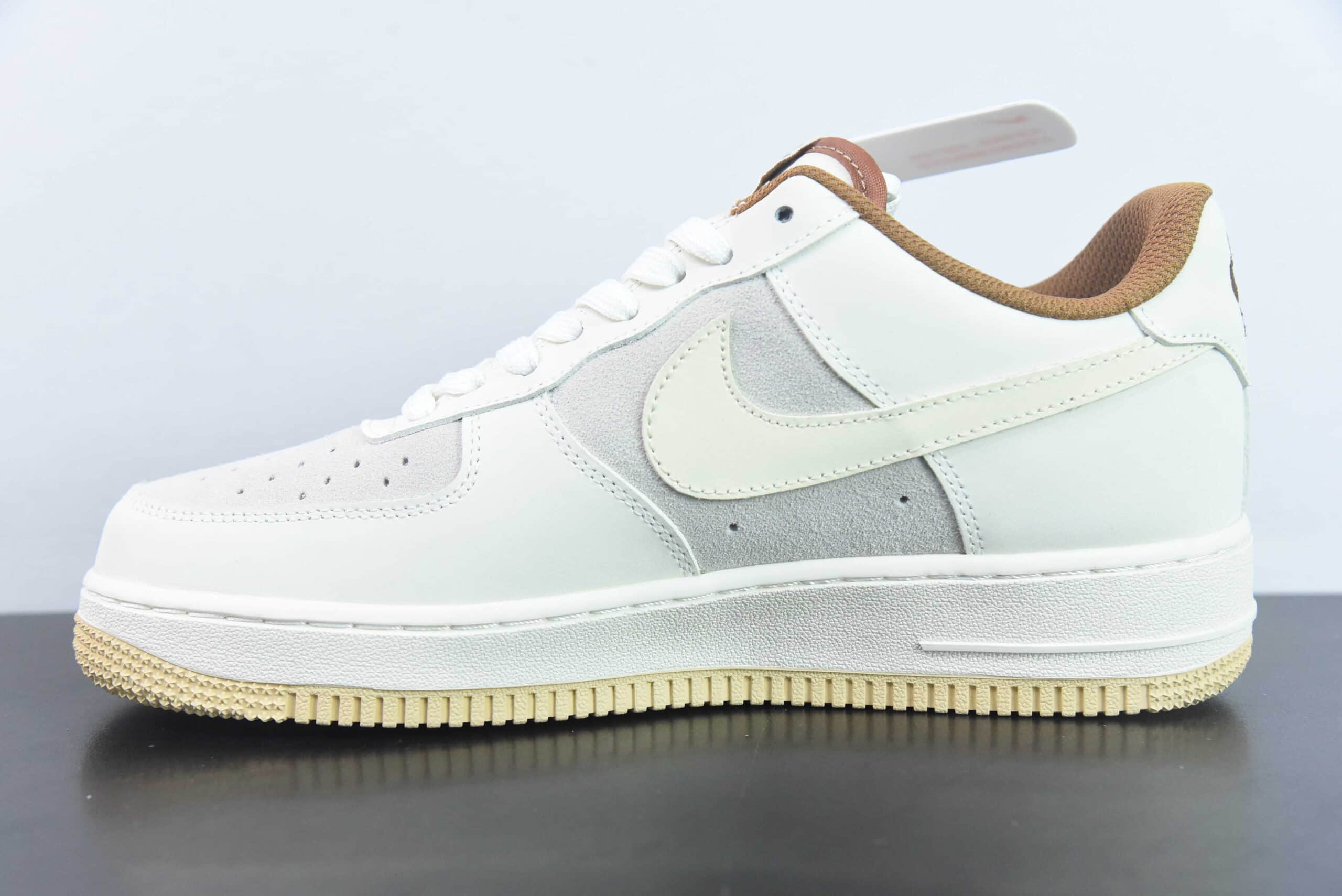 耐克Nike Air Force 1 AF1米白灰白兔年刺绣空军一号低帮休闲板鞋纯原版本 货号：AE3398-668 