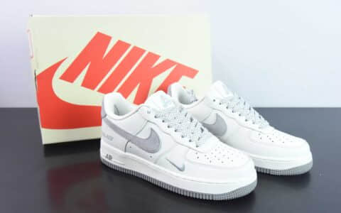 耐克Nike Air Force 1 Low PALACE联名白灰小勾空军一号低帮休闲板鞋纯原版本 货号：PE681811K