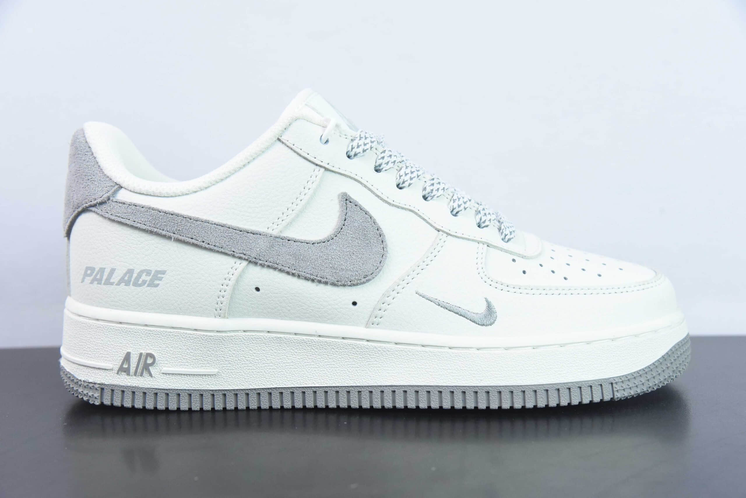 耐克Nike Air Force 1 Low PALACE联名白灰小勾空军一号低帮休闲板鞋纯原版本 货号：PE681811K