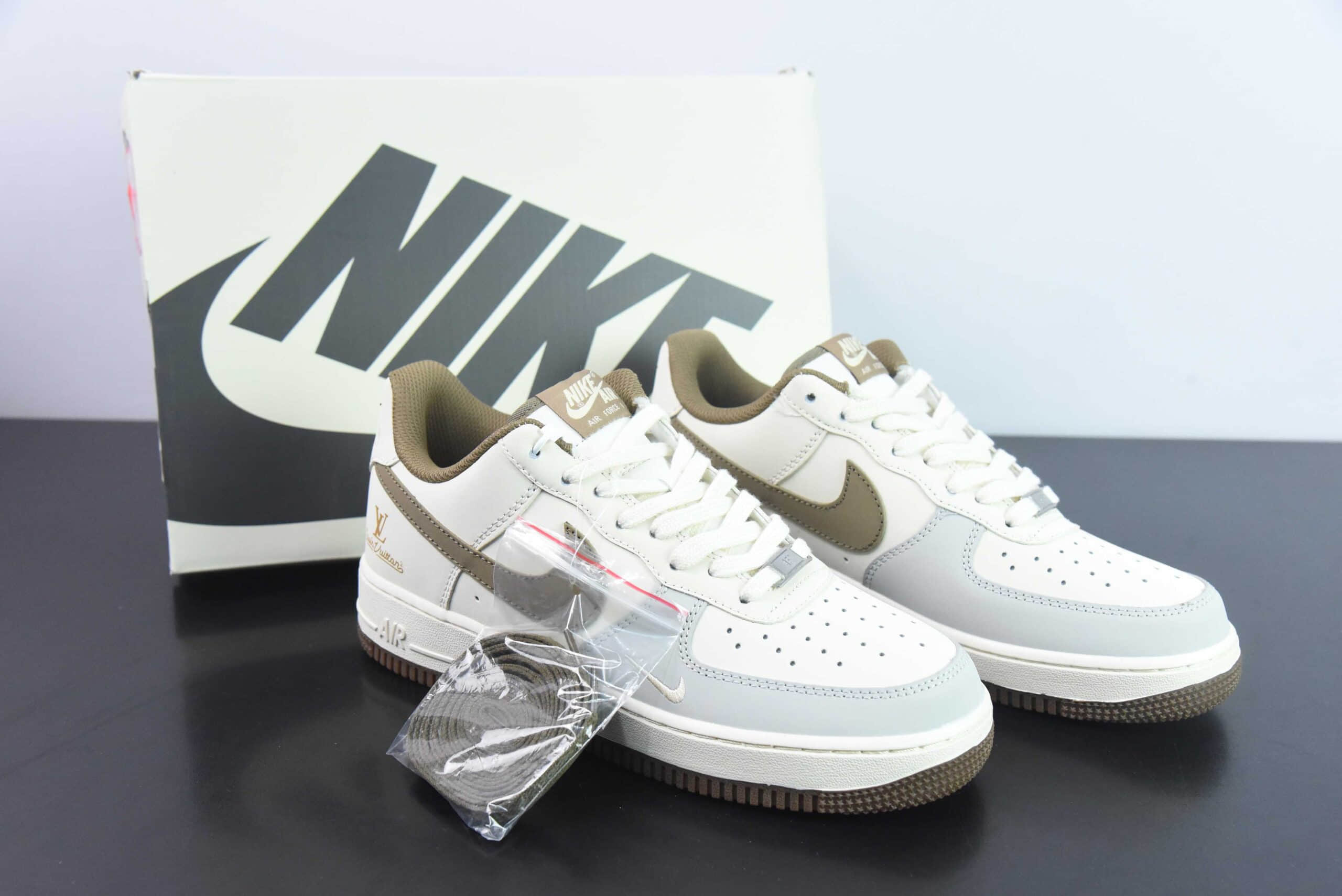 耐克Nike Air Force 1 Low 07 x Louis Vuitton LV联名米黄灰空军一号低帮休闲板鞋纯原版本 货号：BS9055-832