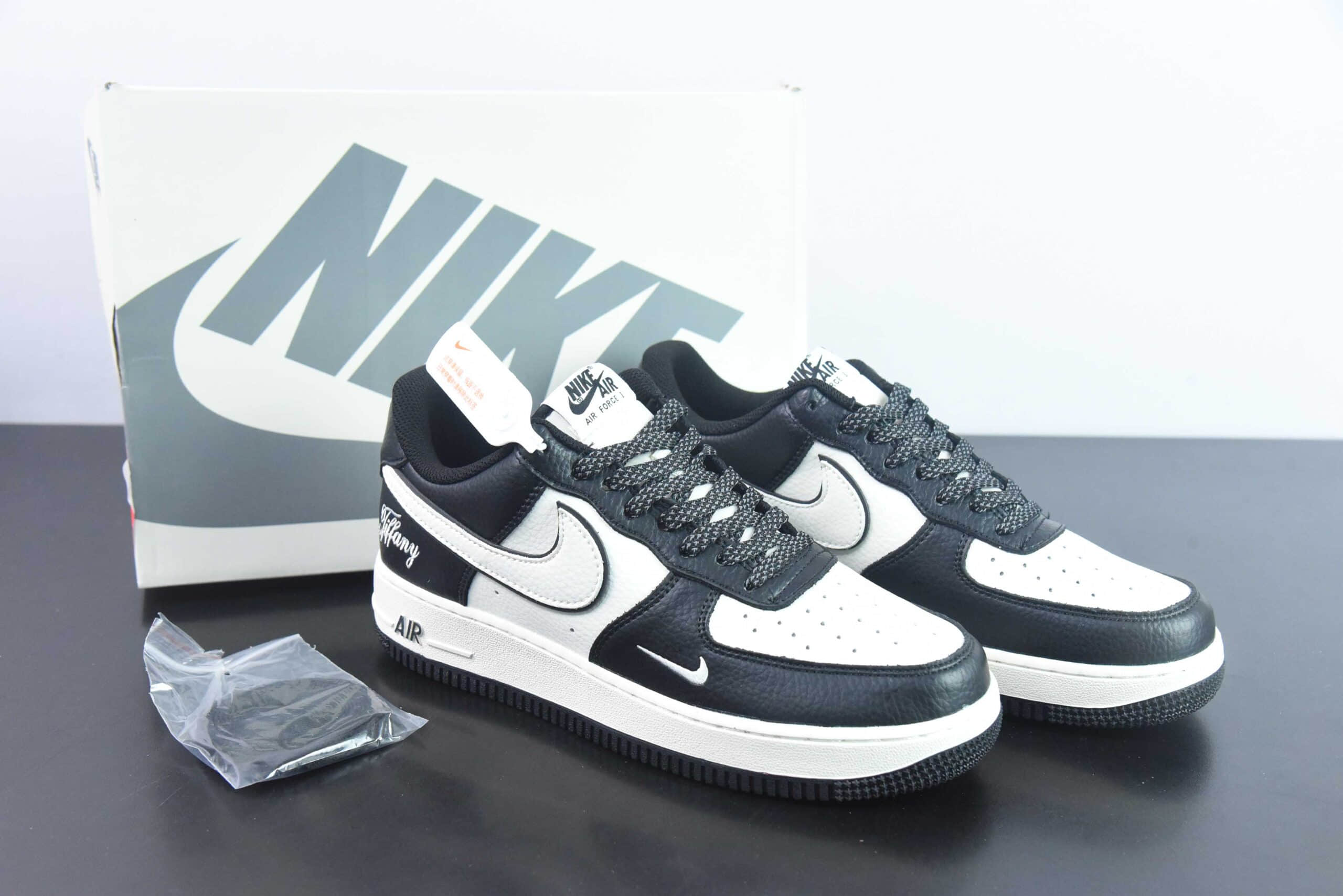 耐克NIke Air Force 1 '07 Low “蒂芙尼联名黑白熊猫”空军一号低帮休闲板鞋纯原版本 货号：AE1686-003