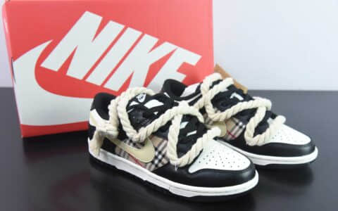 耐克Nike Dunk Low 苏格兰做旧熊猫米黄黑低帮休闲滑板鞋纯原版本 货号：CW1590-100