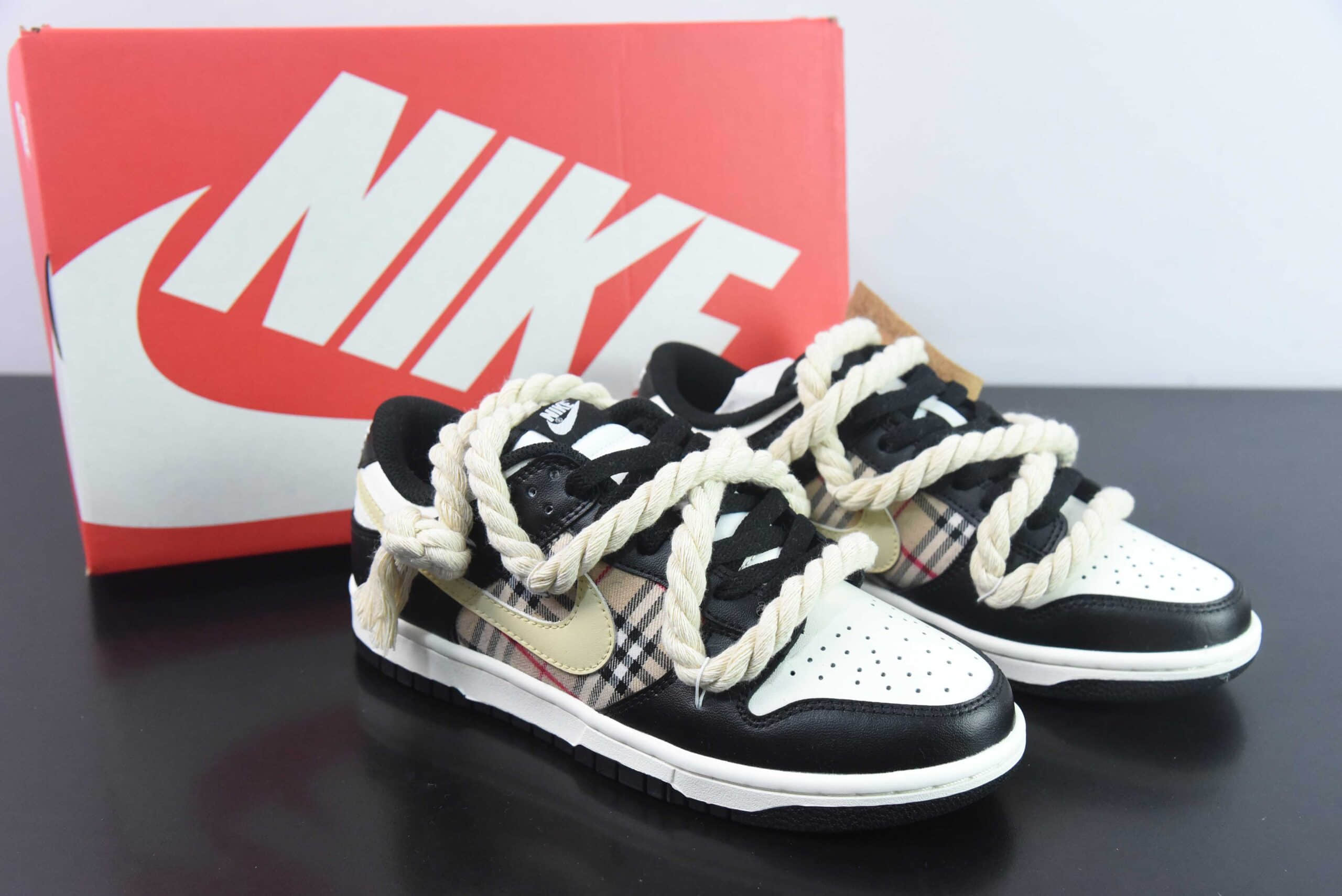 耐克Nike Dunk Low 苏格兰做旧熊猫米黄黑低帮休闲滑板鞋纯原版本 货号：CW1590-100