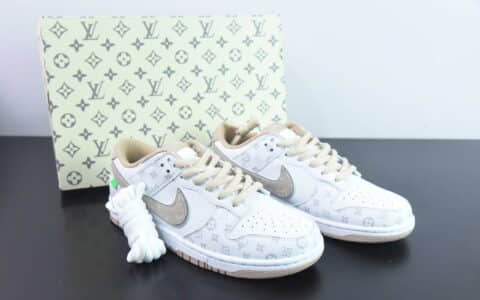 耐克Nike SB Dunk Low LV联名卡其印花SB低帮休闲滑板鞋纯原版本 货号：LV0526-596