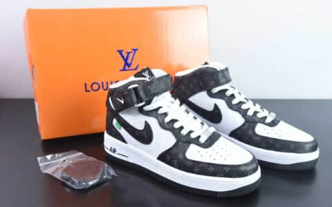 耐克NIke Air Force 1 '07 Low “LV联名白黑印花”空军一号中帮休闲板鞋纯原版本 货号：DV0688-400