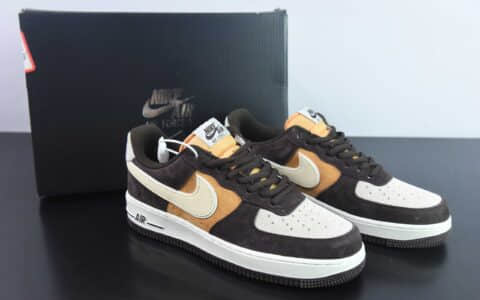 耐克Nike Air Force 1 麂皮米黄棕空军一号低帮休闲运动板鞋纯原版本 货号：NT9986-008