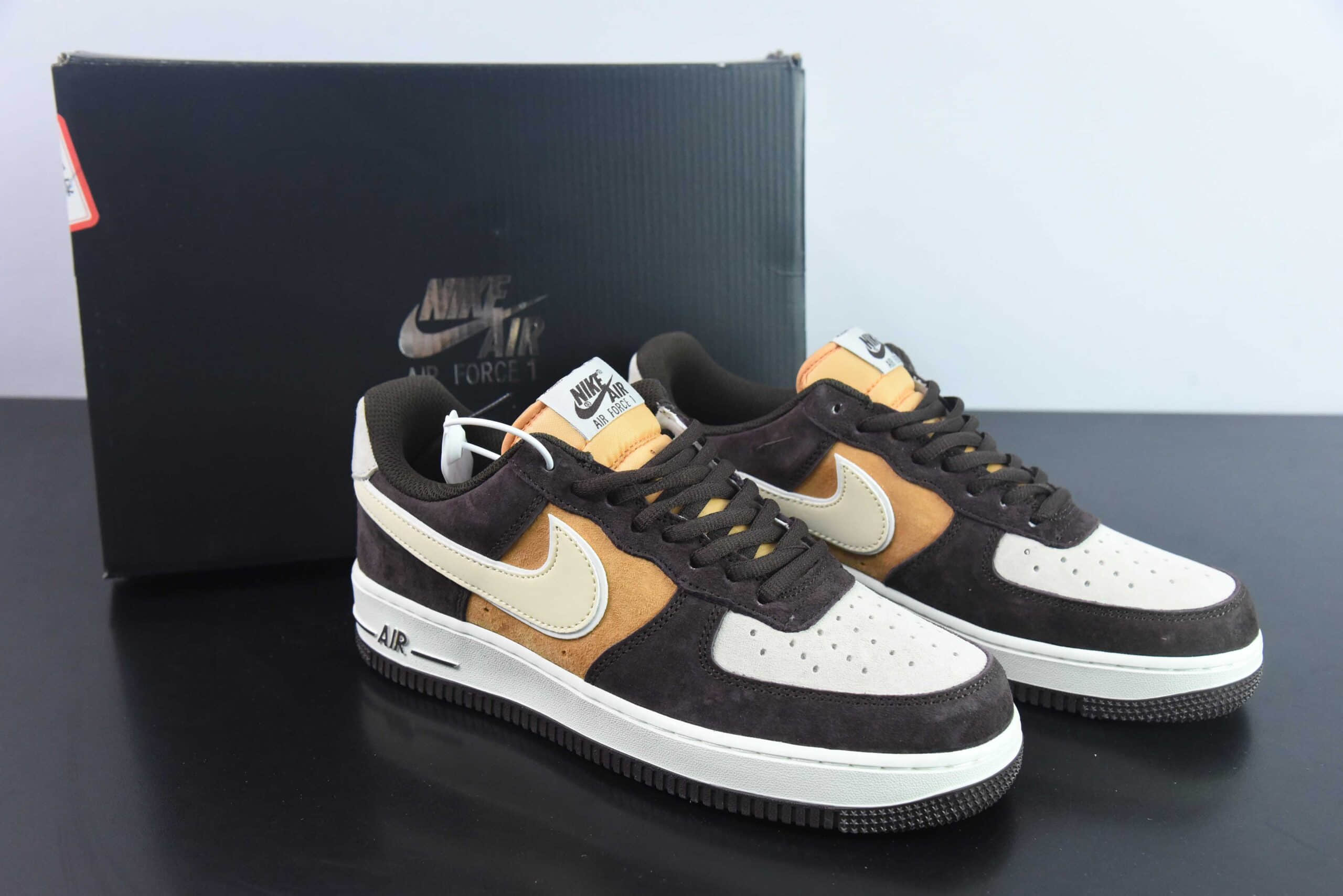 耐克Nike Air Force 1 麂皮米黄棕空军一号低帮休闲运动板鞋纯原版本 货号：NT9986-008