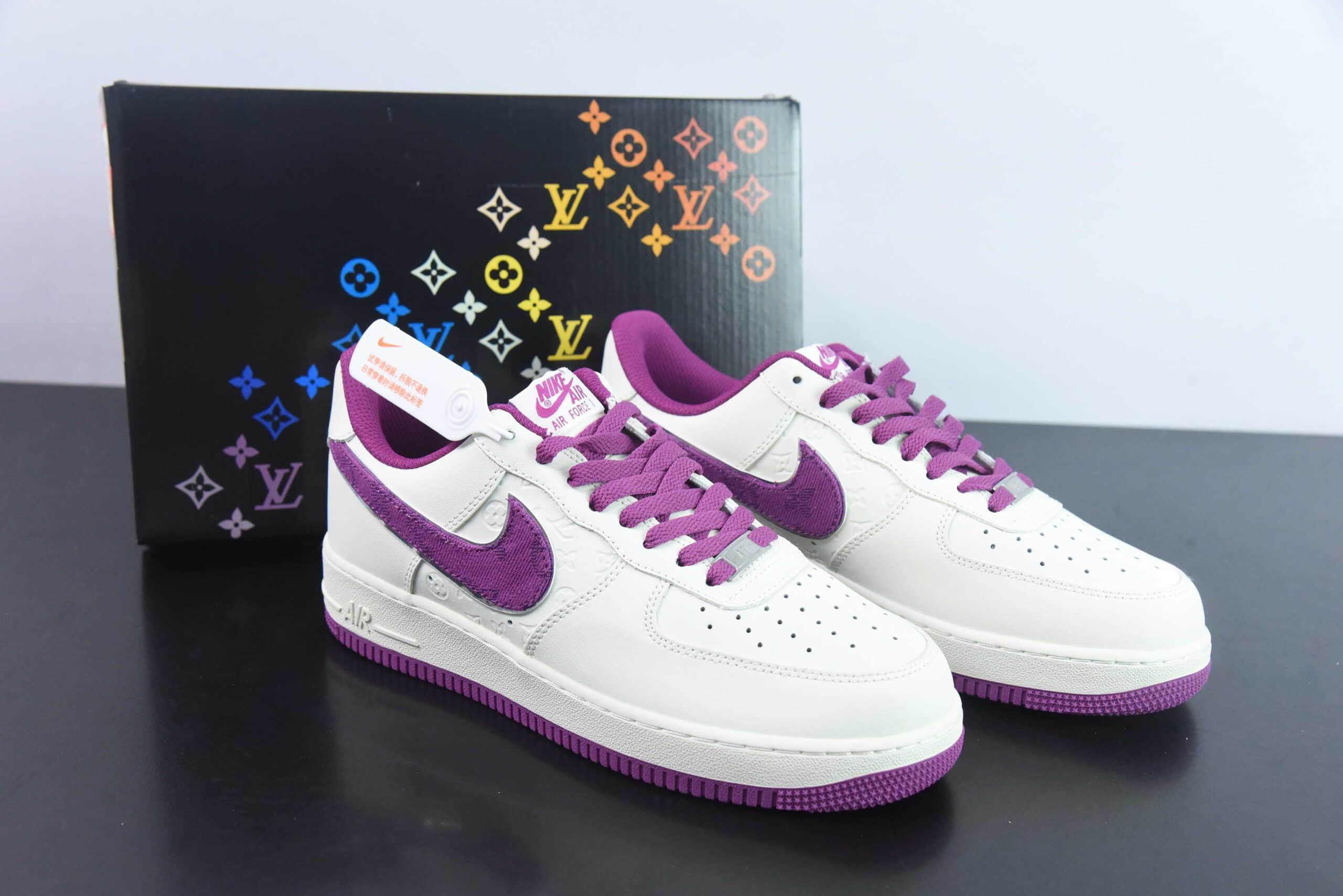 耐克Nike Air Force 1'07 Low LV联名印花紫空军一号低帮休闲板鞋纯原版本 货号： LV0506-066