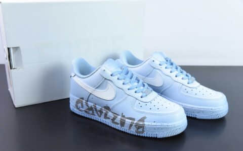 耐克Nike Air Force 1 Low 做旧冰蓝暴风雪废土鸳鸯字体空军一号低帮运动休闲板鞋纯原版本 货号：315122-112