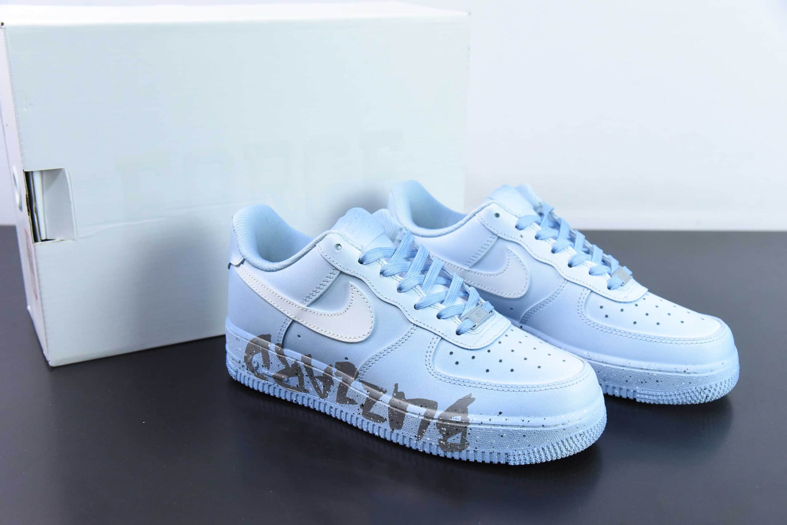 耐克Nike Air Force 1 Low 做旧冰蓝暴风雪废土鸳鸯字体空军一号低帮运动休闲板鞋纯原版本 货号：315122-112