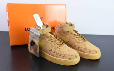 耐克Nike Air Force 1'07 Mid LV联名-小麦印花空军一号中帮休闲板鞋纯原版本 货号：DV9988-500