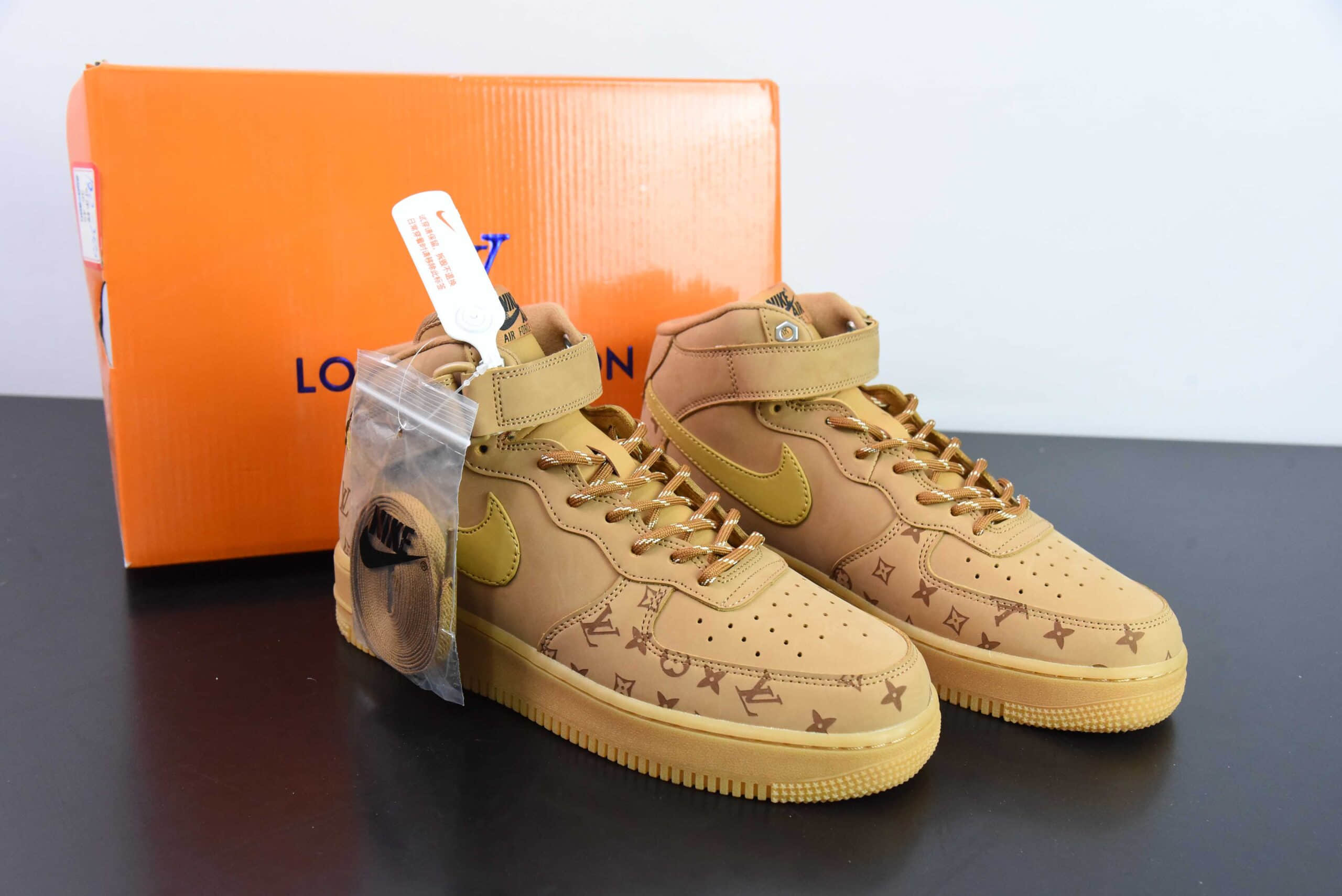 耐克Nike Air Force 1'07 Mid LV联名-小麦印花空军一号中帮休闲板鞋纯原版本 货号：DV9988-500